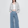 Mittelhohe Baggy-Jeans aus ultraweichem Denim mit Streifen Mittelhohe Baggy-Jeans aus ultraweichem Denim mit Streifen
