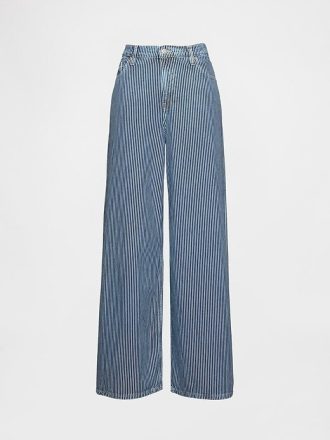 Mittelhohe Baggy-Jeans aus ultraweichem Denim mit Streifen