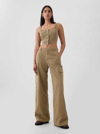 Mittelhohe Cargo-Baggy-Khakis
