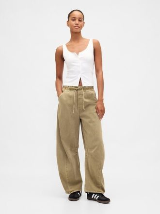 Mittelhohe Twill-Hose mit bequemem Hufeisenschnitt
