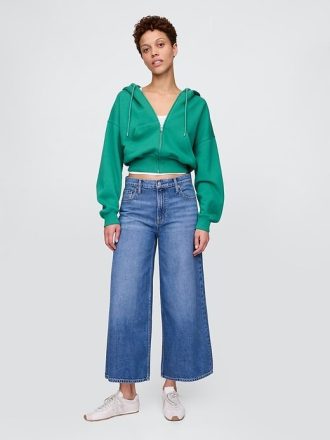 Mittelhohe, ultraweiche Baggy-Crop-Jeans