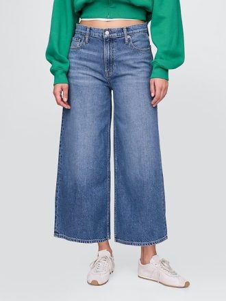 Mittelhohe, ultraweiche Baggy-Crop-Jeans