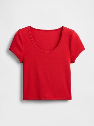 Modernes Crop-T-Shirt mit Flügelärmeln