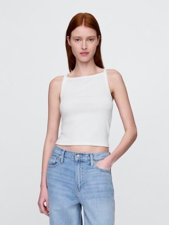 Modernes Crop-Tanktop mit Schürzenkragen