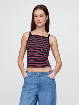Modernes Crop-Tanktop mit Schürzenkragen