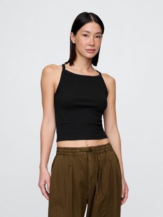 Modernes Crop-Tanktop mit Schürzenkragen