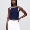 Modernes Crop-Tanktop mit Schürzenkragen Modernes Crop-Tanktop mit Schürzenkragen