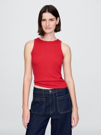 Modernes geripptes Neckholder-Tanktop