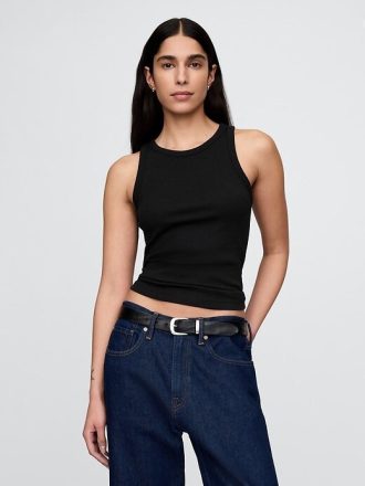 Modernes geripptes Neckholder-Tanktop