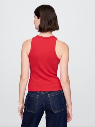 Modernes geripptes Neckholder-Tanktop
