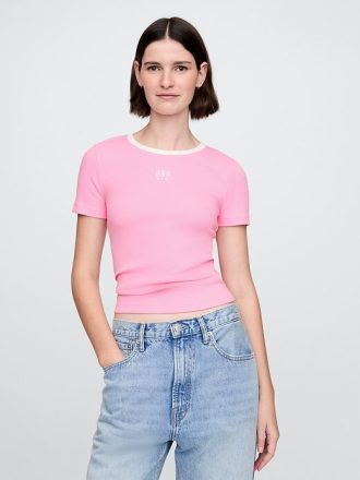 Modernes, kurzes Logo-T-Shirt