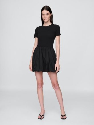 Modernes Mixed-Media-Bubble-Minikleid