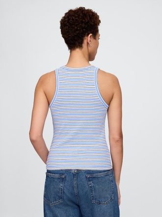 Modernes Neckholder-Top mit geripptem Logo