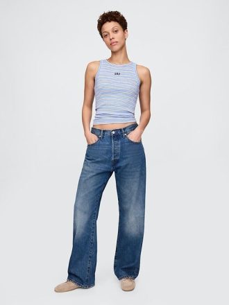 Modernes Neckholder-Top mit geripptem Logo