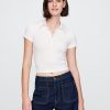 Modernes Ripp-Crop-Poloshirt