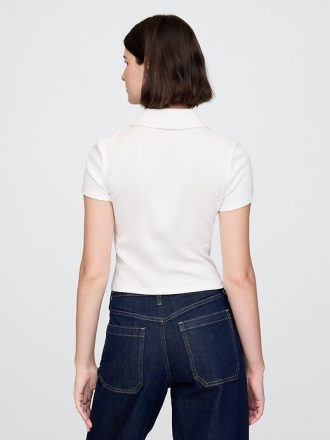 Modernes Ripp-Crop-Poloshirt