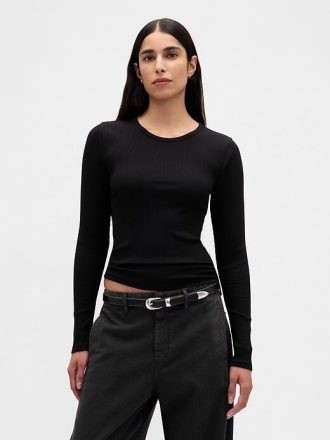 Modernes Ripp-Crop-T-Shirt