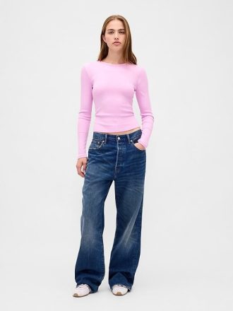 Modernes Ripp-Crop-T-Shirt