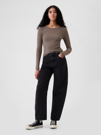 Modernes Ripp-Crop-T-Shirt