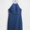 Neckholder-Minikleid aus Denim