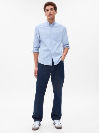 Original Straight Fit Jeans aus Bio-Baumwolle mit Knopfleiste im 90er-Jahre-Stil