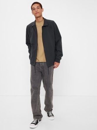 Original Straight Fit Jeans aus Bio-Baumwolle mit Knopfleiste im 90er-Jahre-Stil