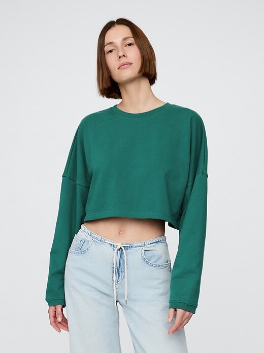 Oversize-Crop-Sweatshirt aus French Terry Oversize-Crop-Sweatshirt aus French Terry
