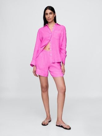 Oversize-Hemd aus 100 % Leinen