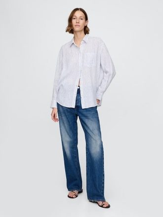 Oversize-Hemd aus 100 % Leinen