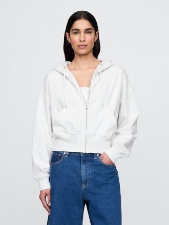 Oversize-Hoodie aus French Terry mit Reißverschluss und Keilabsatz