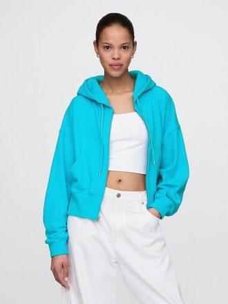 Oversize-Hoodie aus French Terry mit Reißverschluss und Keilabsatz