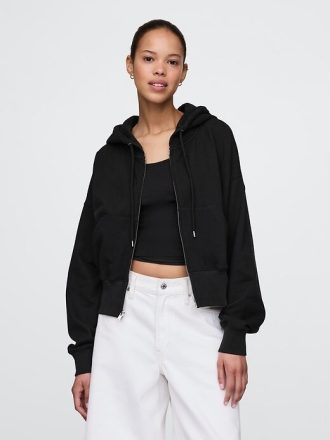 Oversize-Hoodie aus French Terry mit Reißverschluss und Keilabsatz