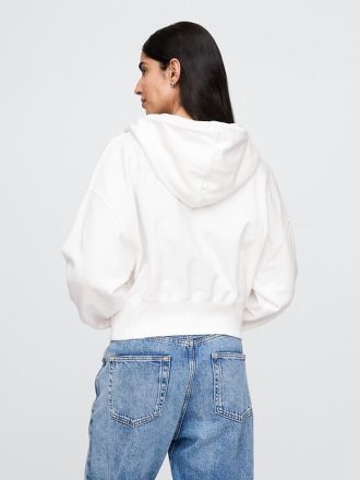 Oversize-Hoodie aus French Terry mit Reißverschluss und Keilabsatz