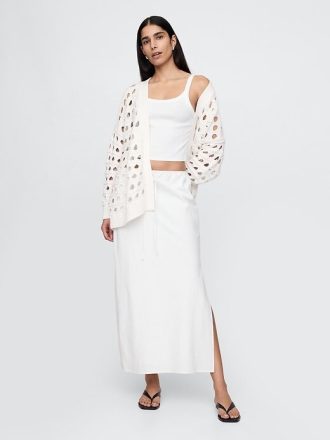 Oversize-Pointelle-Cardigan aus 100 % Baumwolle