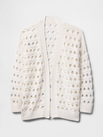 Oversize-Pointelle-Cardigan aus 100 % Baumwolle