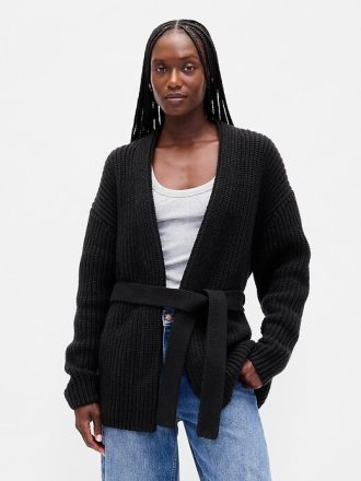Oversize-Strickjacke mit Wickeldesign