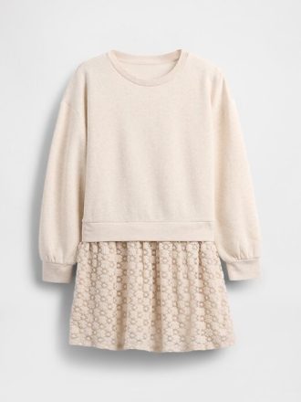 Oversize-Sweatshirtkleid aus gemischten Materialien für Kinder