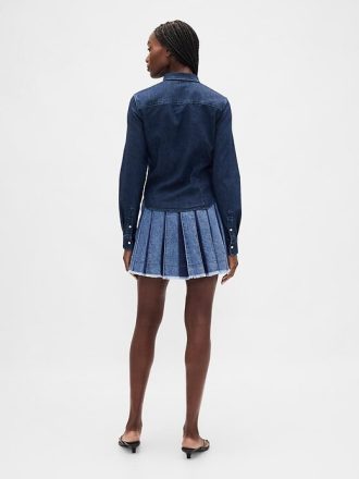 Plissierter Jeans-Minirock