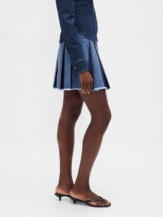 Plissierter Jeans-Minirock