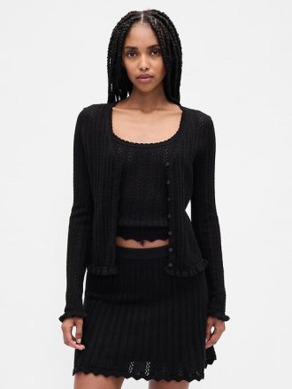 Pointelle-Cardigan aus 100 % Baumwolle
