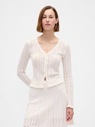 Pointelle-Cardigan aus 100 % Baumwolle