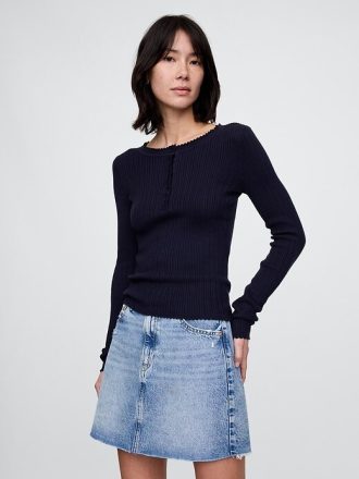 Pointelle Henley-Pullover