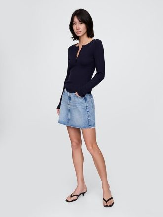 Pointelle Henley-Pullover