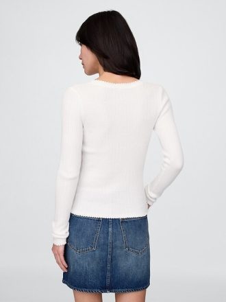 Pointelle Henley-Pullover