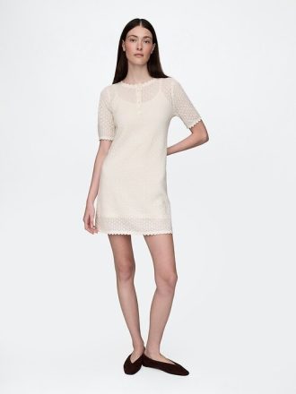 Pointelle-Kleid aus Leinenmischung