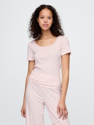 Pointelle-Pyjama-Oberteil