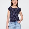 Pointelle-T-Shirt mit Spitzenbesatz für Kinder