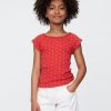 Pointelle-T-Shirt mit Spitzenbesatz für Kinder