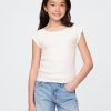 Pointelle-T-Shirt mit Spitzenbesatz für Kinder
