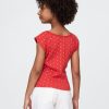 Pointelle-T-Shirt mit Spitzenbesatz für Kinder